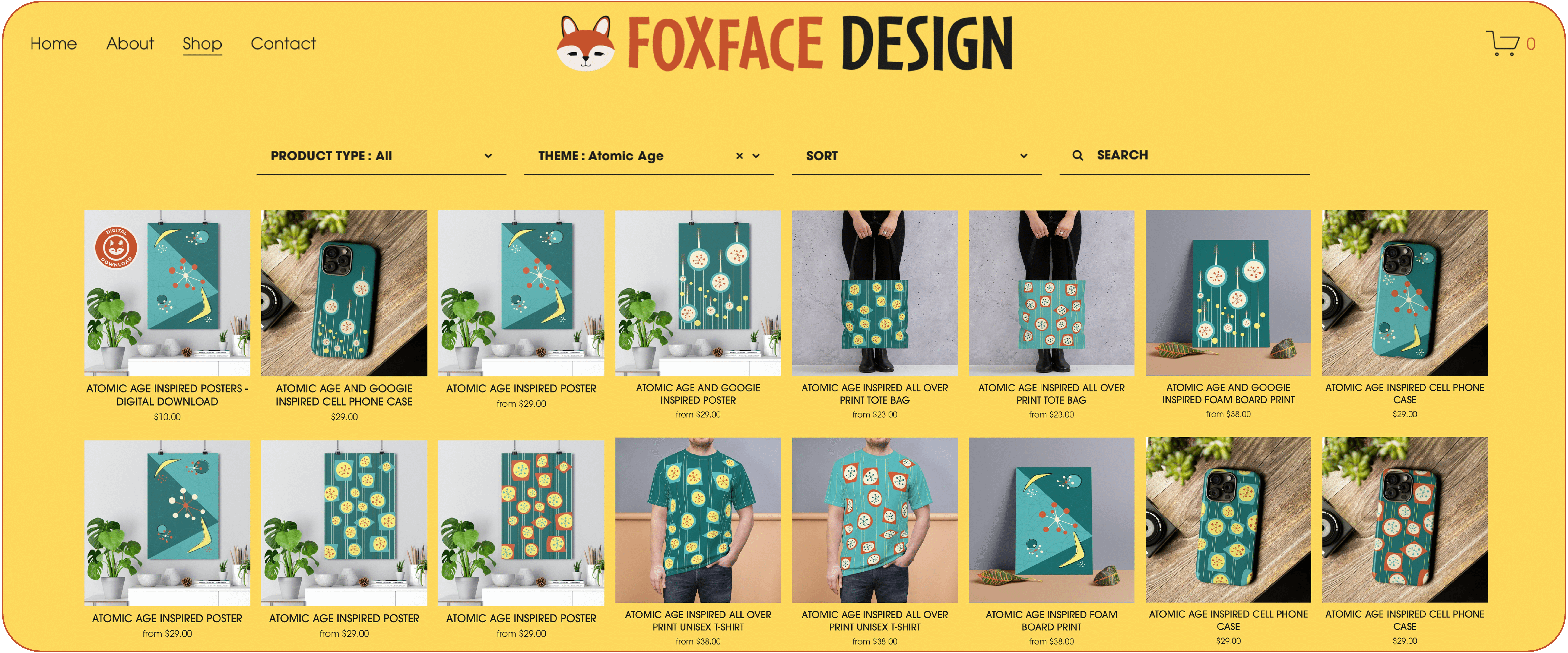 Foxface Design Online Shop logo featuring "FREE USA SHIPPING" label